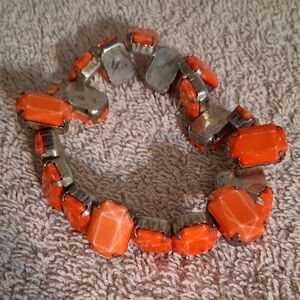 Vintage Orange and Silver Women's Bracelet